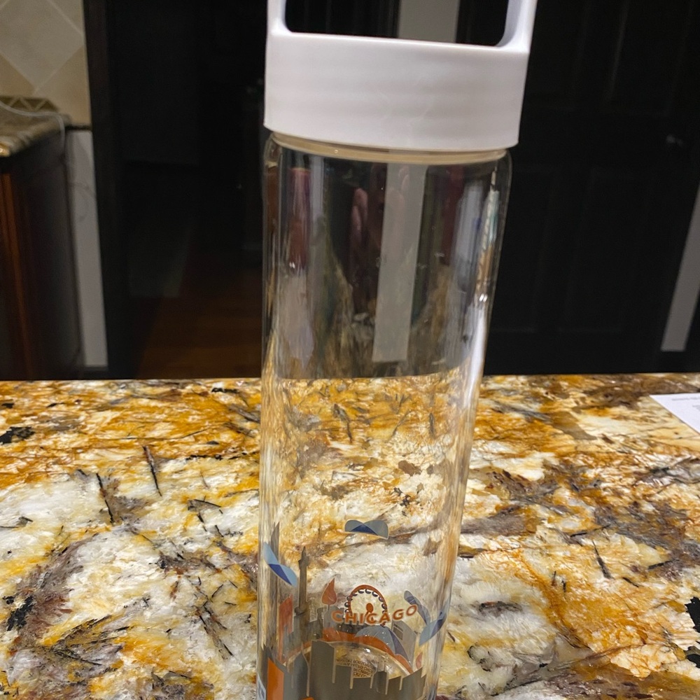 Clear Water Bottle with White Lid